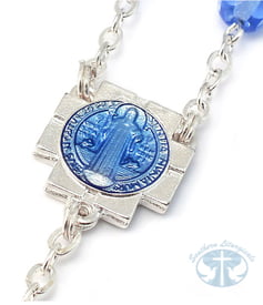 St. Benedict Blue Enamel and Silver Rosary