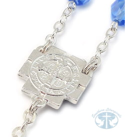 St. Benedict Blue Enamel and Silver Rosary