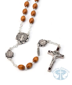 St. Benedict Rosary with Italian Wood and Silver
