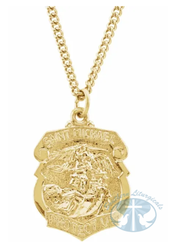 St. Michael 24" Necklace 24K Yellow Gold-Plated