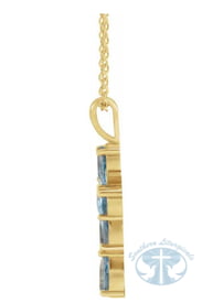 Natural Aquamarine Cross - 14K Yellow Gold 16-18 Inch Necklace