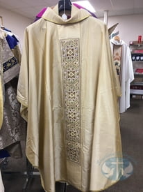 Gold Silk Hand Embroidered Chasuble and Stole